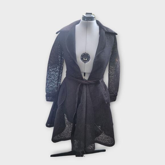 Ups & Downs Jackets & Blazers - Ups & Downs Sheer Duster Jacket Womens S Black Lace FairyGoth Cottagecore Witchy